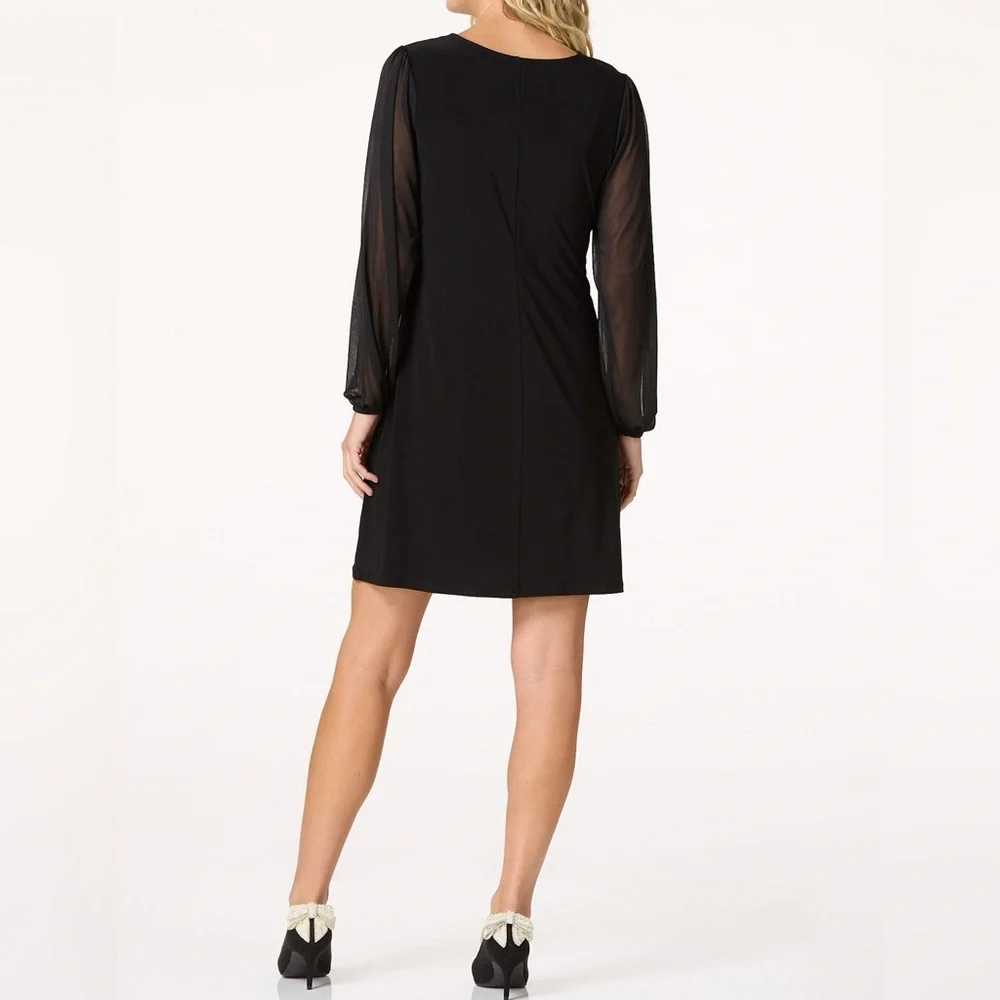 🚨New Trinhnology ILLUSION SLEEVE BLACK DRESS - Picture 3 of 6